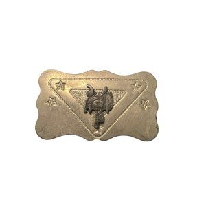 Vintage Silver tone Chambers Belt buckle Saddle Southwestern Cowboy USA